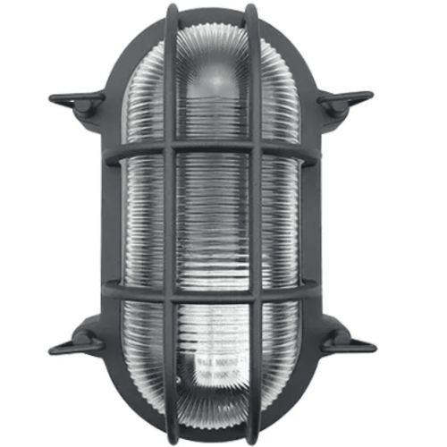 Firstlight Turin Bulkhead - Lámpara de pared para exterior ovalada individual negra