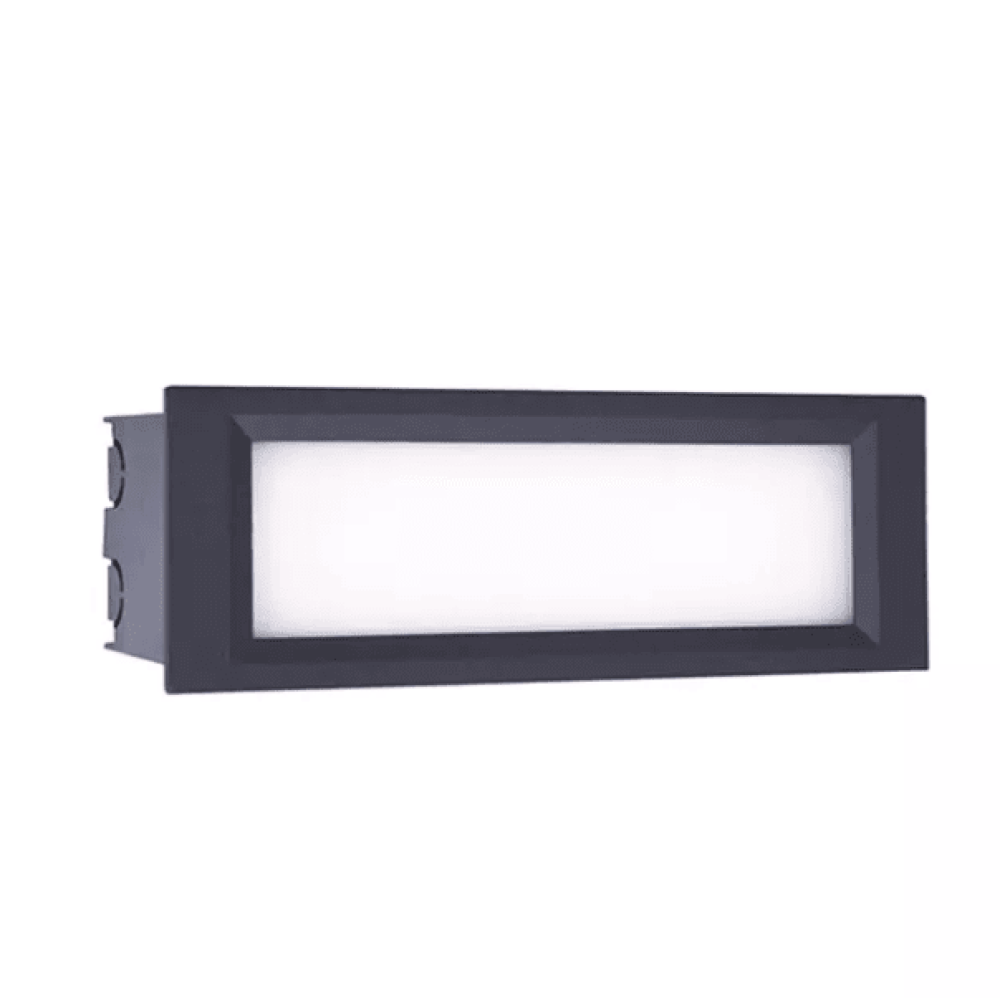 Compact recessed IP65 wall luminaires for interior or exterior use.