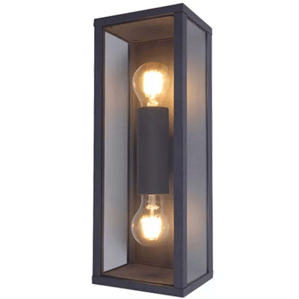 Industrielle Oxford 2-Licht-Außenwandleuchte Lampe Mattschwarz