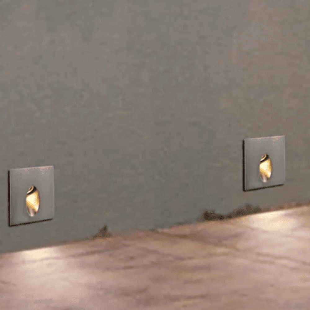Rundes quadratisches Downlight aus Aluminium 3W 3000K warmweißes LED-Außentreppenstufenlicht