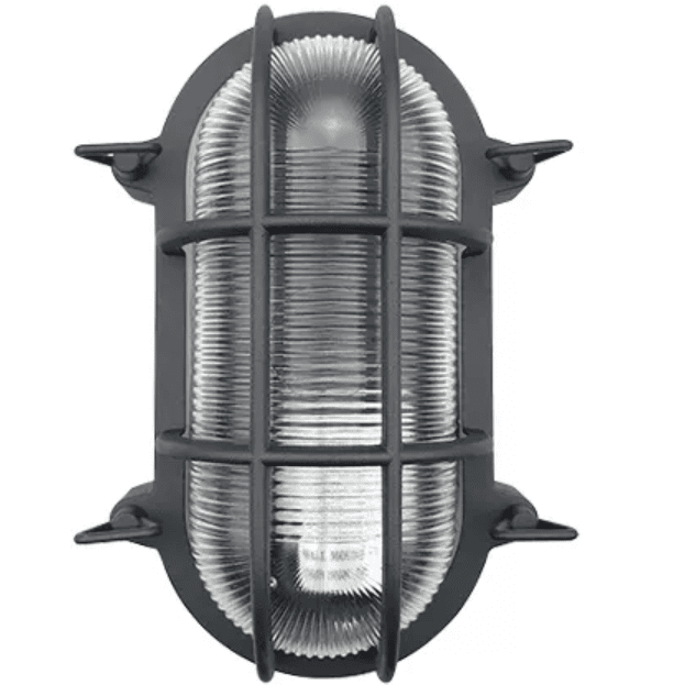 Firstlight Turin Bulkhead Single Oval Outdoor Bulkhead Wall Light שחור