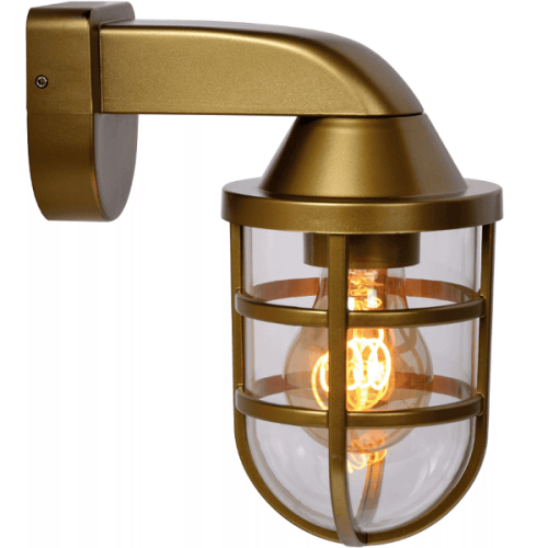 Lucide LEWIS מנורת קיר חיצונית E27 Matt Gold Lewis בפליז סאטן Lucide
