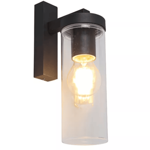 מנורת קיר חיצונית כלפי מטה Blooma Cantwell שחור שקוף IP44