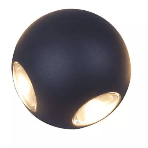 Lámpara de pared LED negra blanca luminosa de cuatro lados con globo IP54 de 4W