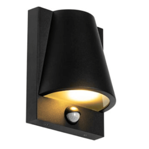 Outdoor wall light black IP44 with motion detector Femke