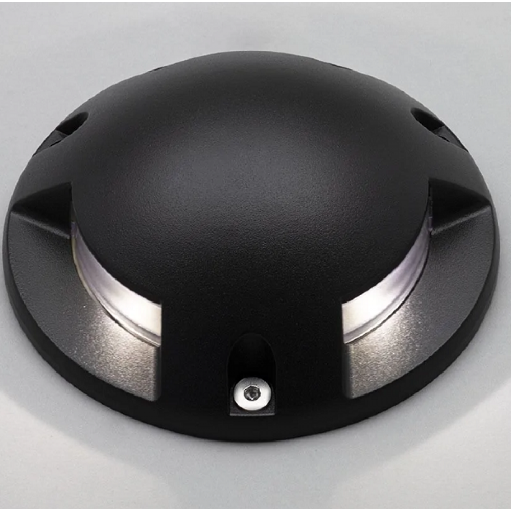 3 Light Outdoor LED Surface Mount Ground Light - Black