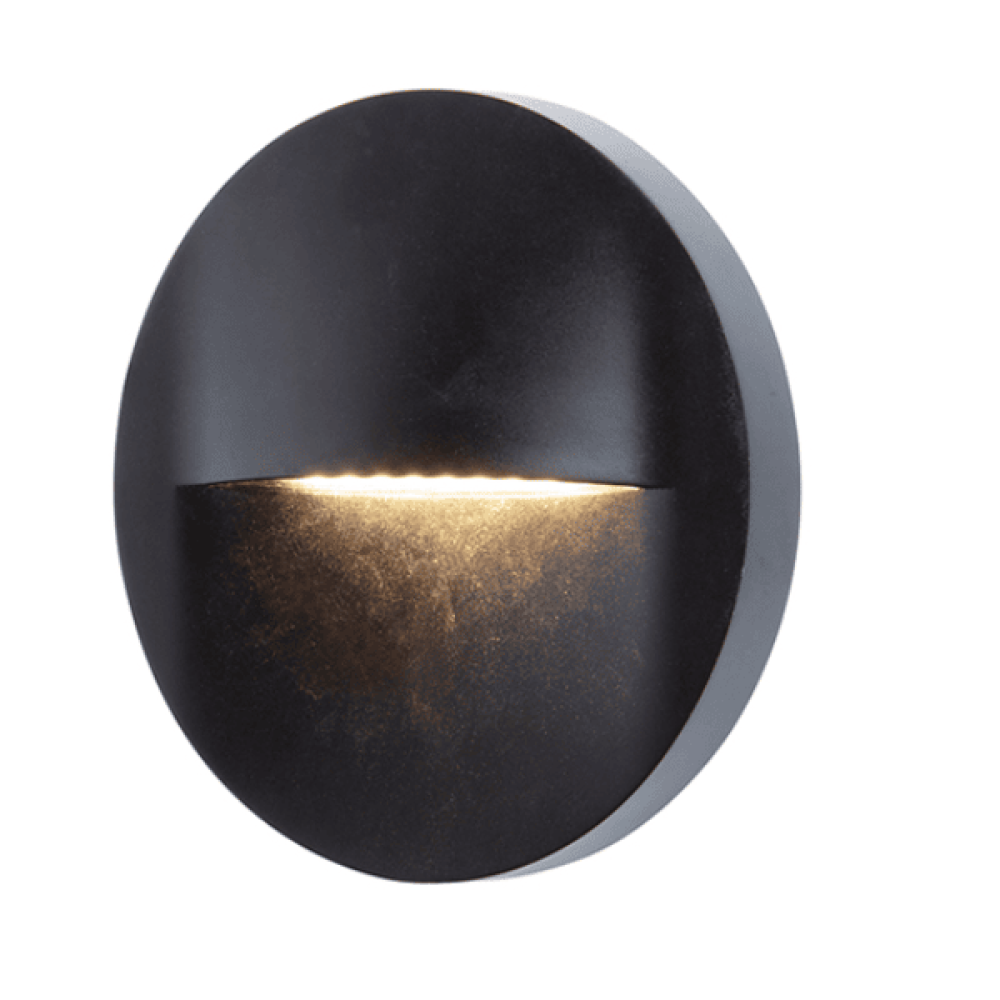 Kosnic Black 3W 5W Haldon Circular LED Wall Light 4000k