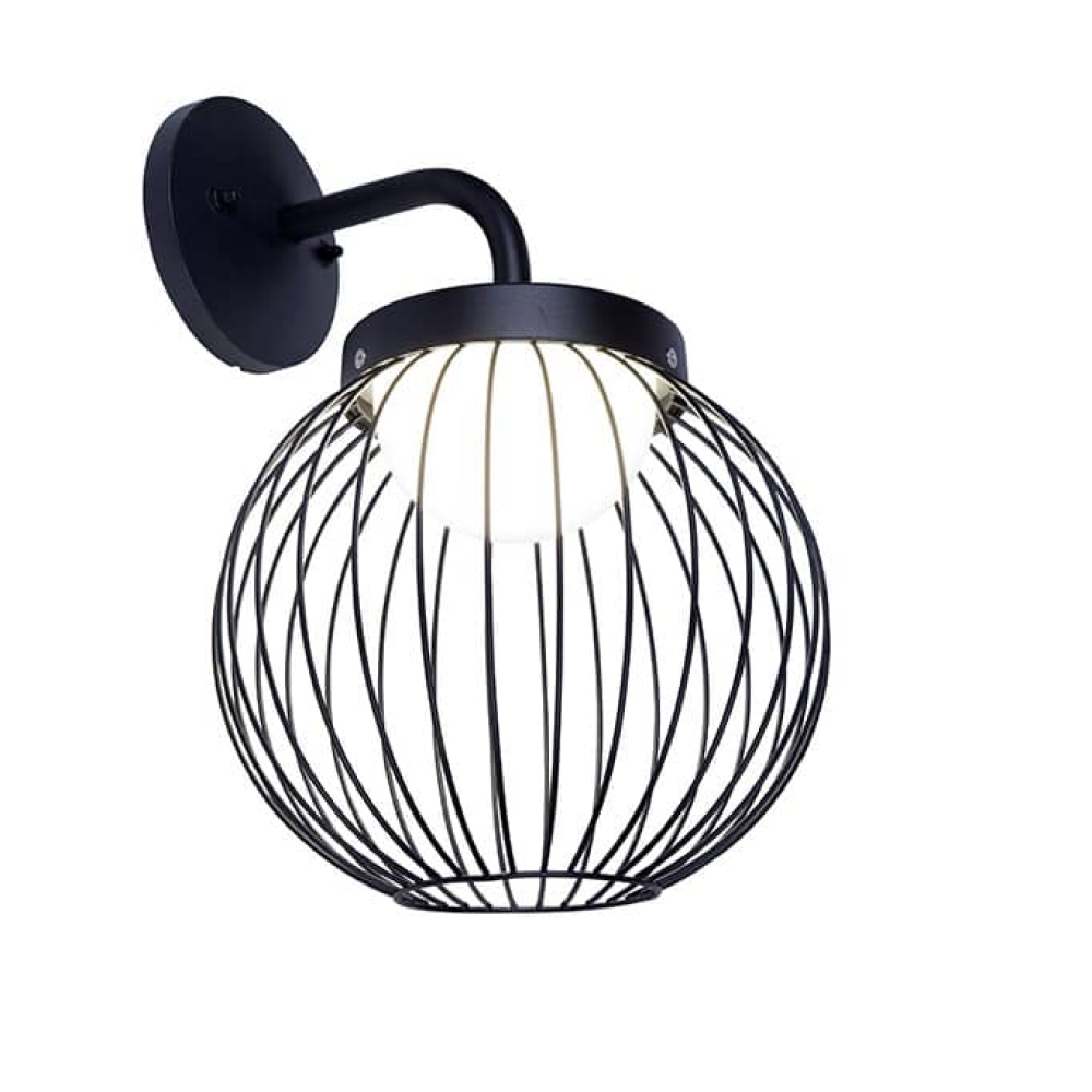 Lámpara de pared exterior moderna LED High Black Globe