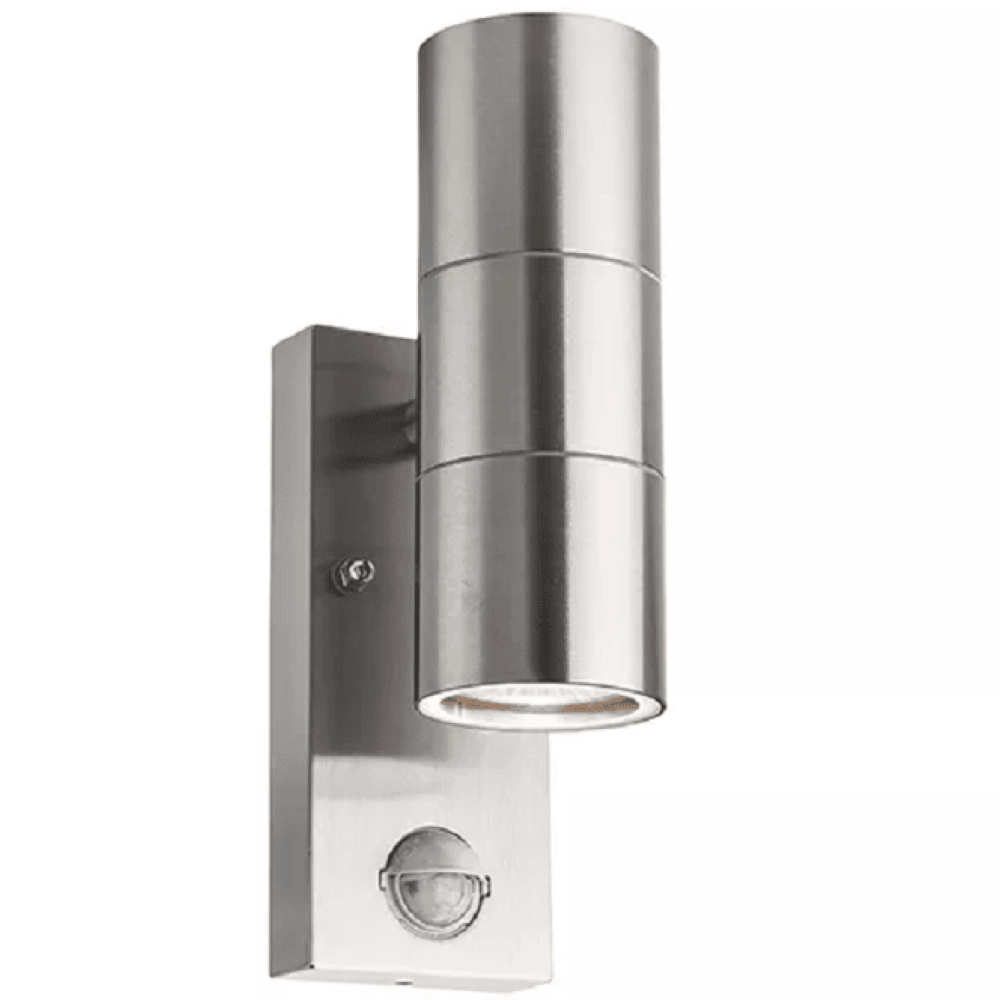 Auraglow PIR Motion Sensor Up & Down Outdoor Wall Security Light - WARMINSTER - Stainless Steel