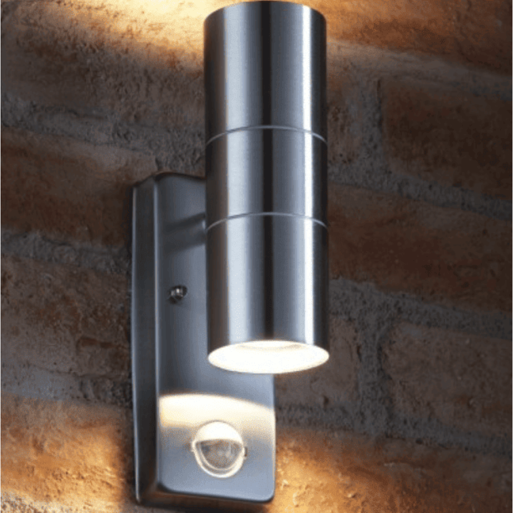 Auraglow PIR Motion Sensor Up & Down Outdoor Wall Security Light - WARMINSTER - Stainless Steel