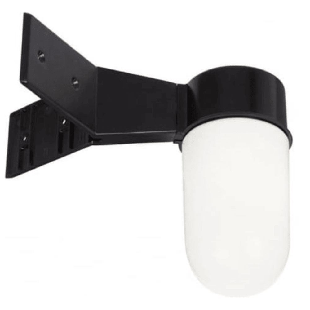 Lightweight outdoor wall light white glass, black polycarbonate IP44, E27