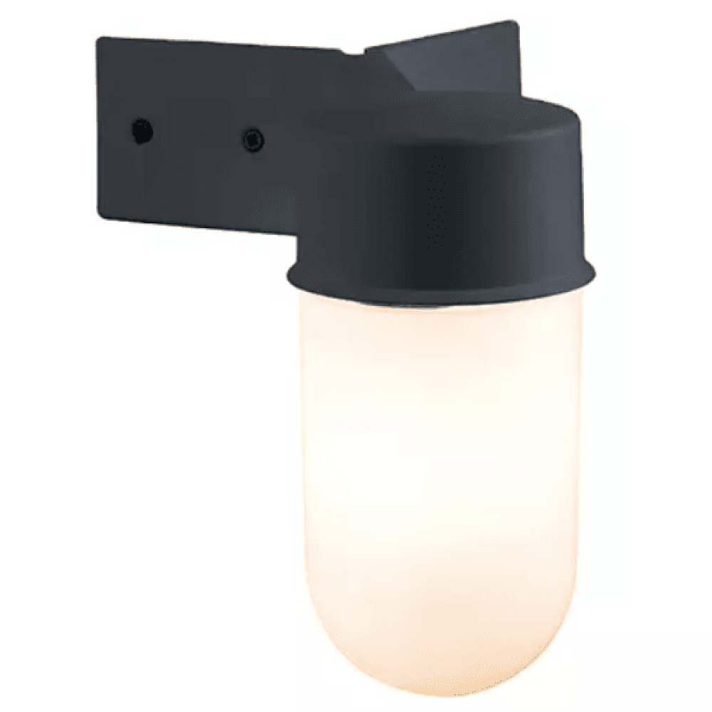 Aplique de exterior ligero cristal blanco,policarbonato negro IP44,E27