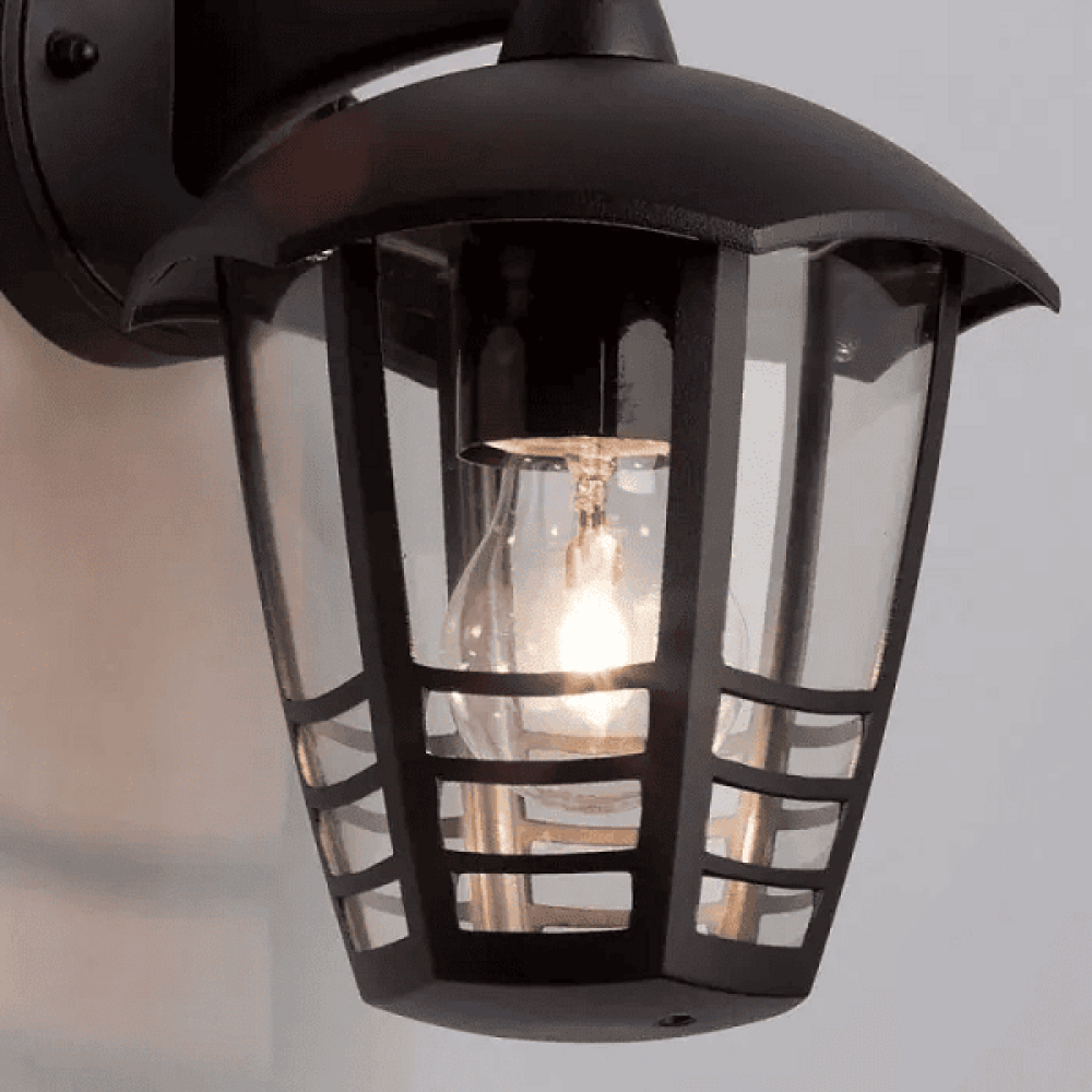 LED Wall Lantern Bas CLOE 12W 4000K 800lm IP44 Cast Aluminum Black Embossed