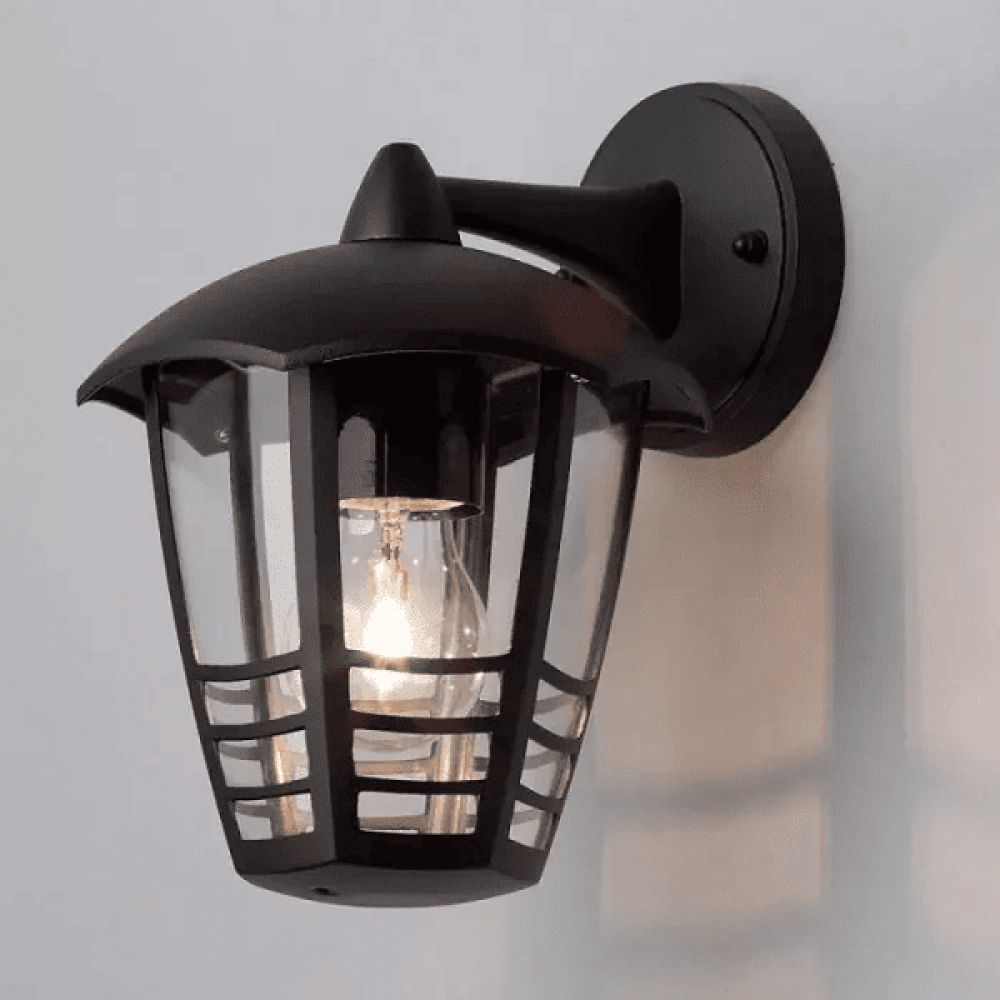 Lanterne Murale LED Bas CLOE 12W 4000K 800lm IP44 Fonte d'Aluminium Noir Embossé