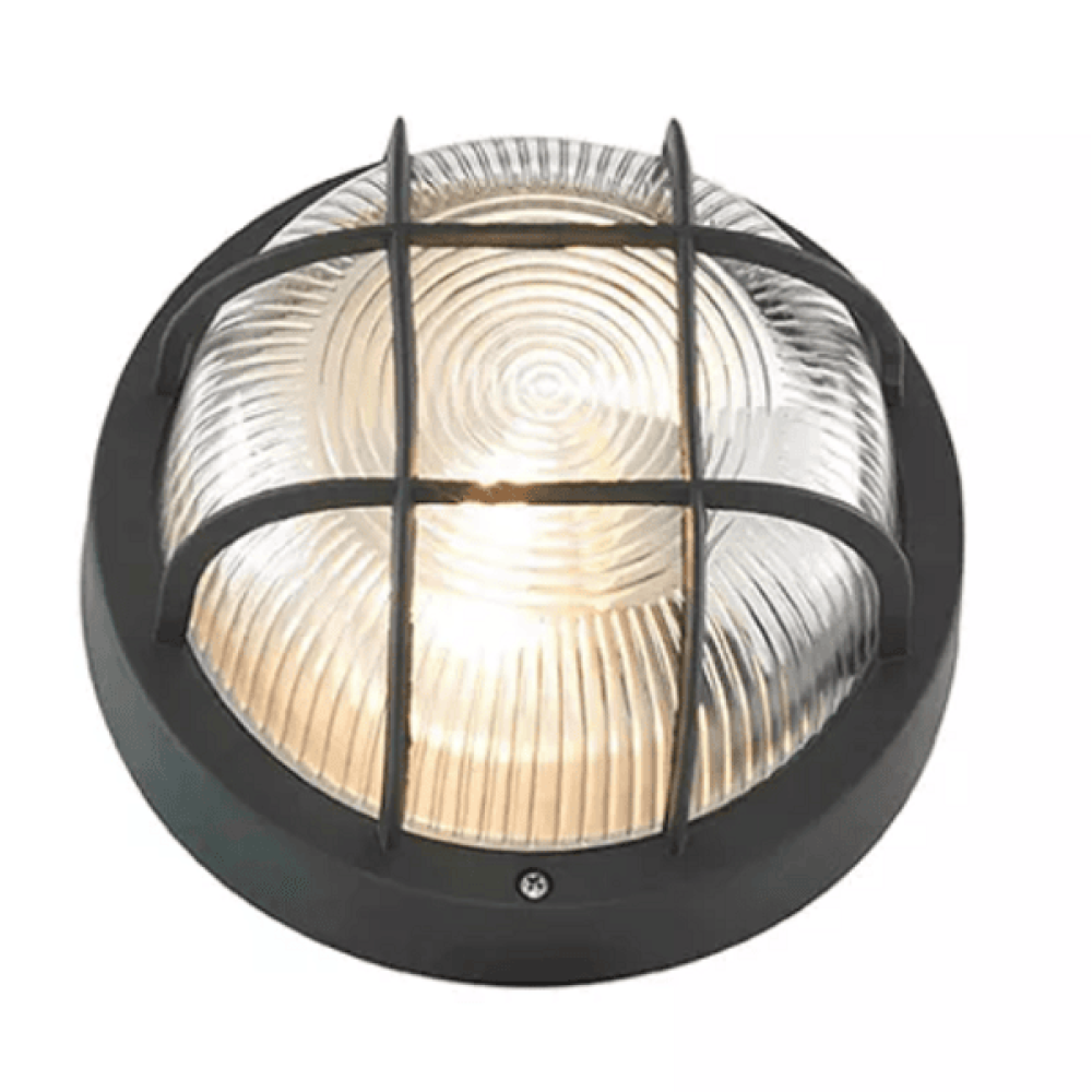 Modern Wall Lamp IP44 For Outdoor Security. Round, Finished in Black