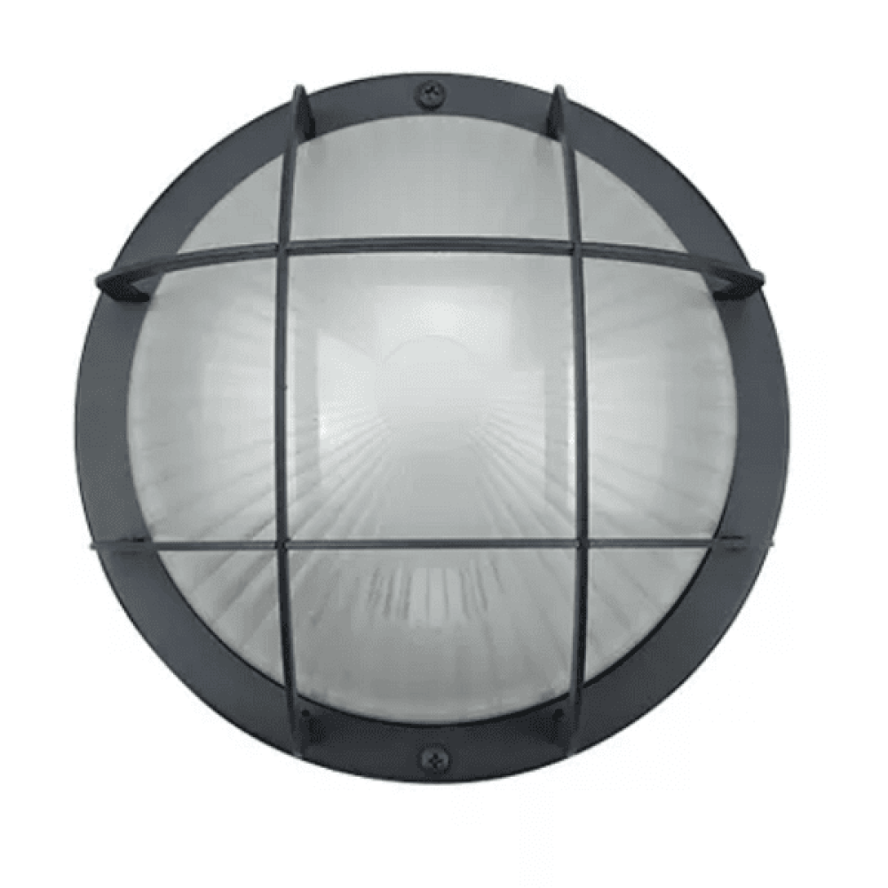 Modern Wall Lamp IP44 For Outdoor Security. Round, Finished in Black