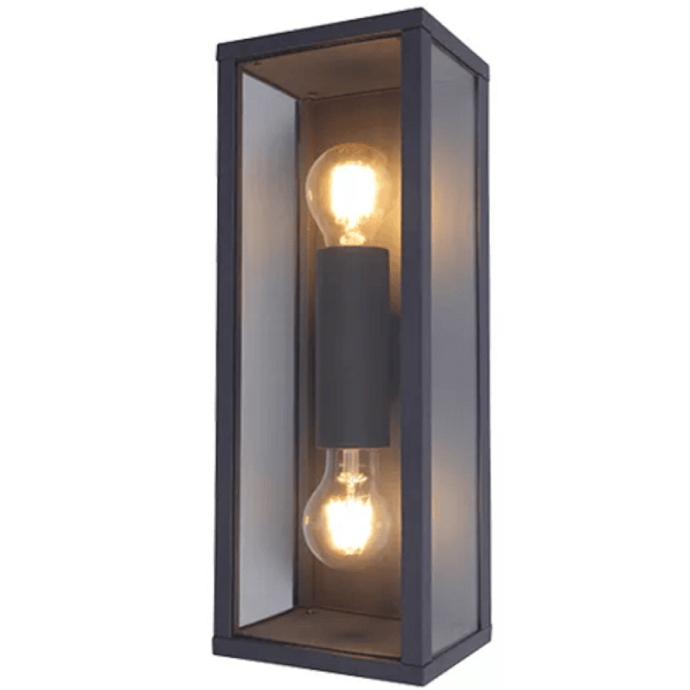 Lampada da parete per esterni Industrial Oxford a 2 luci nero opaco