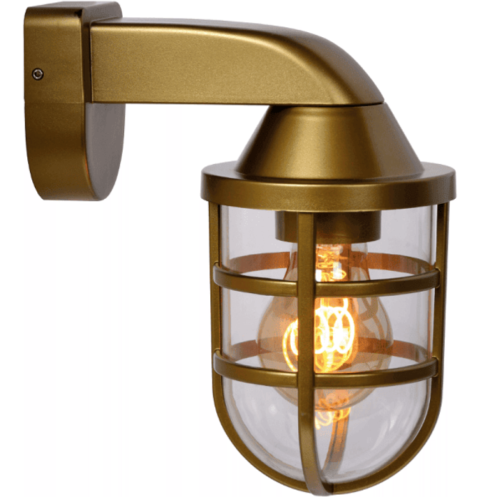 Lucide LEWIS Wall Lamp Outdoor E27 Matt Gold Lewis in satin brass Lucide