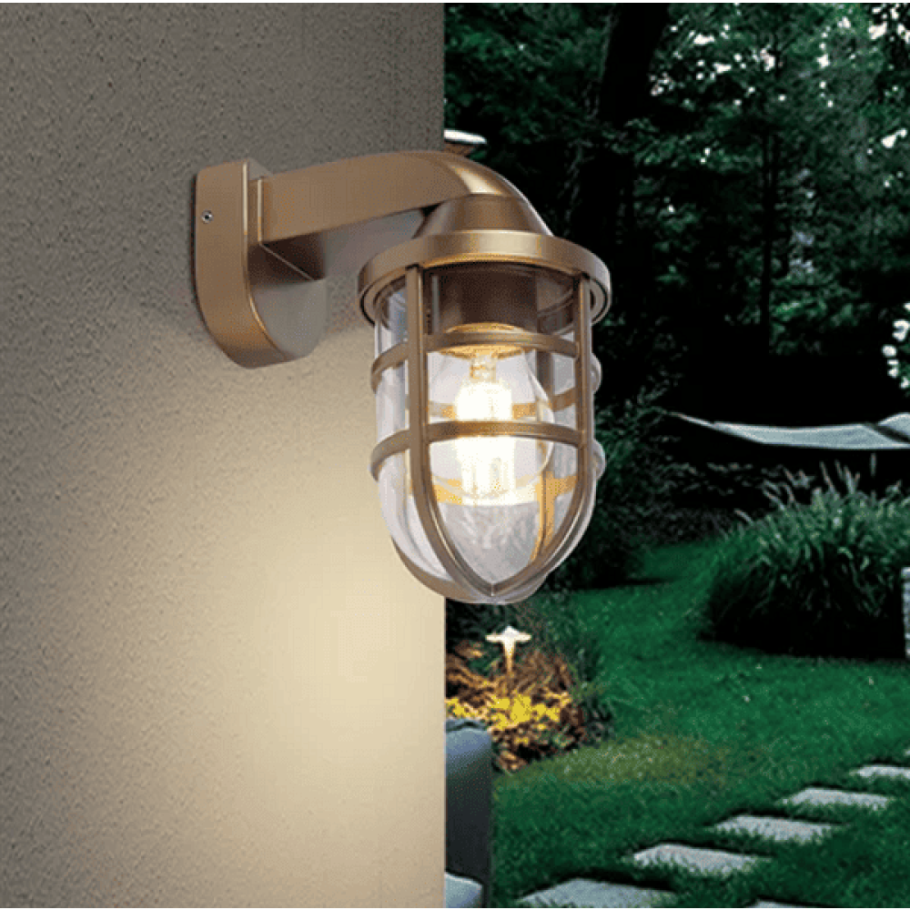 Lucide LEWIS Wall Lamp Outdoor E27 Matt Gold Lewis in satin brass Lucide