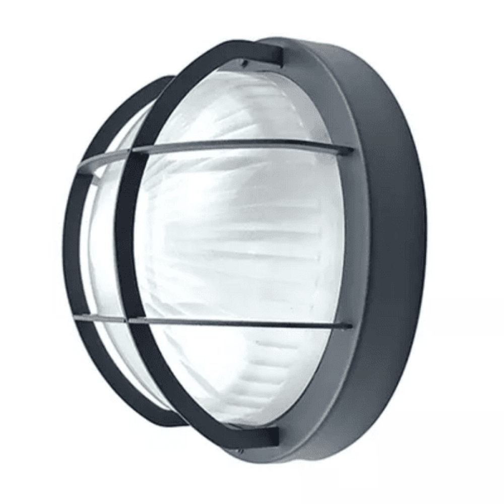 Modern Wall Lamp IP44 For Outdoor Security. Round, Finished in Black