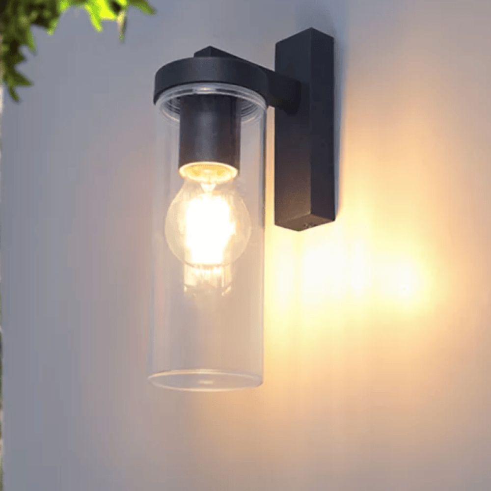 מנורת קיר חיצונית כלפי מטה Blooma Cantwell שחור שקוף IP44