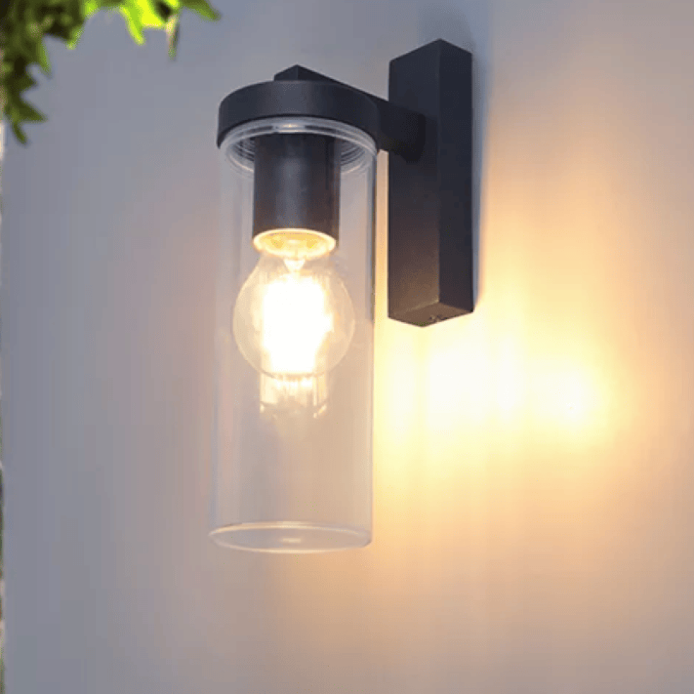 Downward outdoor wall lamp Blooma Cantwell clear black IP44