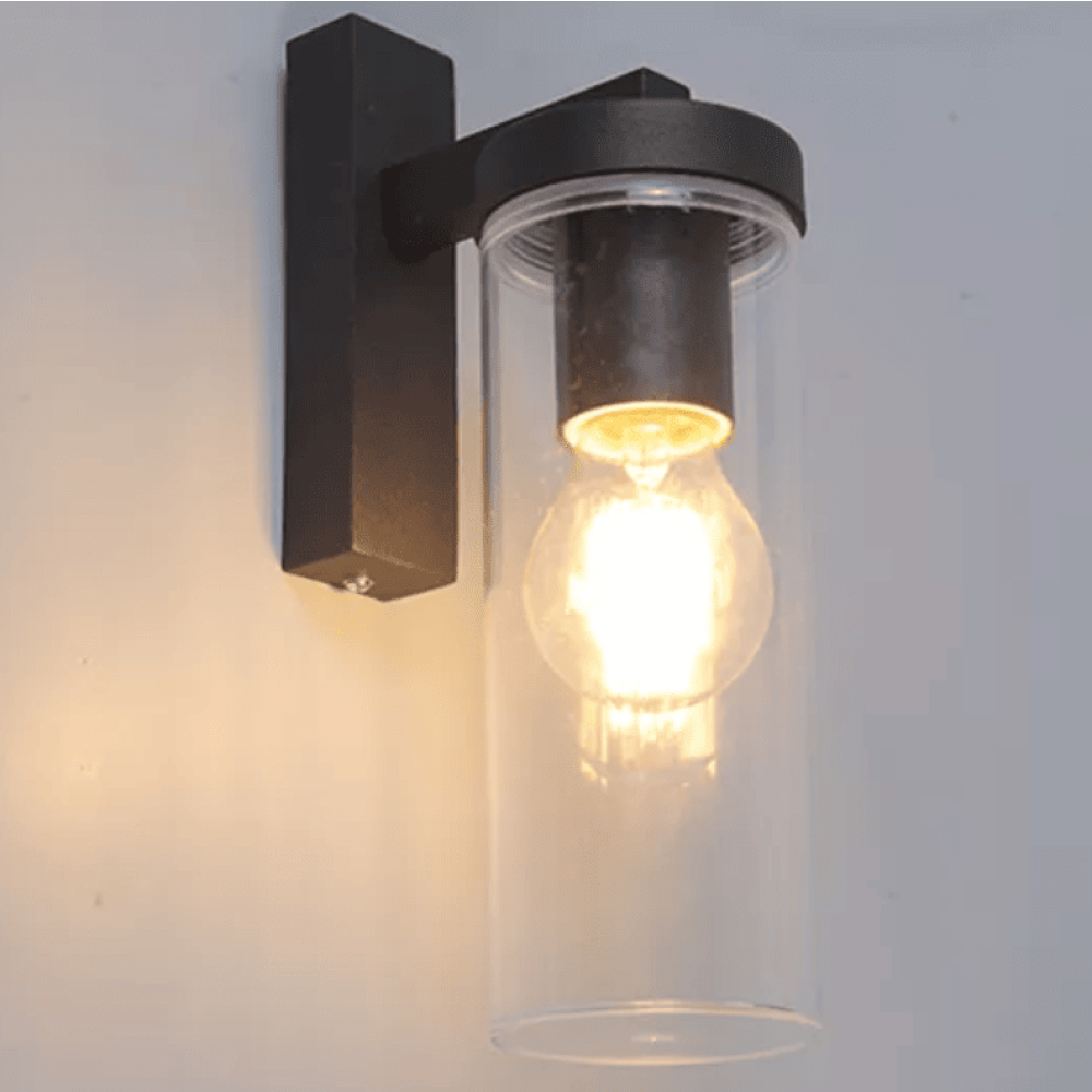 מנורת קיר חיצונית כלפי מטה Blooma Cantwell שחור שקוף IP44