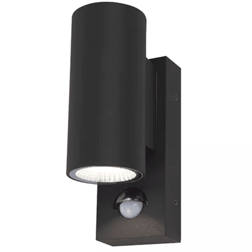 Lampada da parete per esterni Shelby LED a 2 luci in finitura grafite con sensore PIR