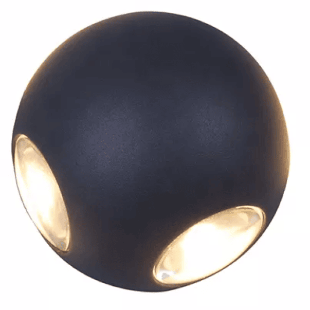 4W IP54 גלובוס ארבע צדדי זוהר לבן שחור מנורת LED קיר