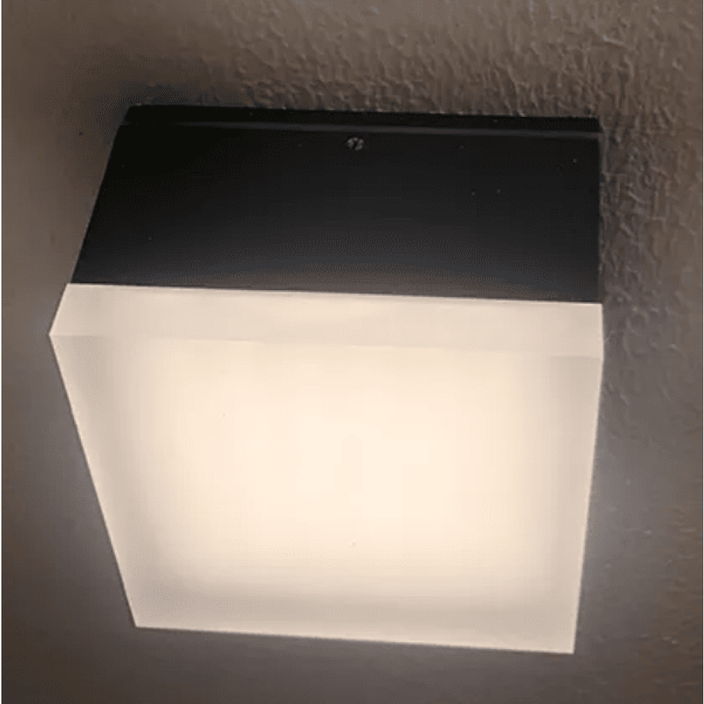 9W Cube Outdoor ceiling light SQUARE BLACK FACADE LUMINAIRE