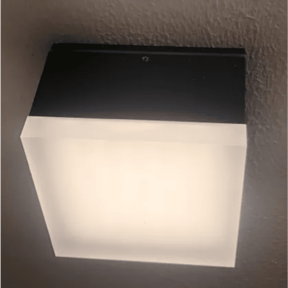 9W Cube תאורת תקרה חיצונית SQUARE BLACK FACADE LUMINAIRE