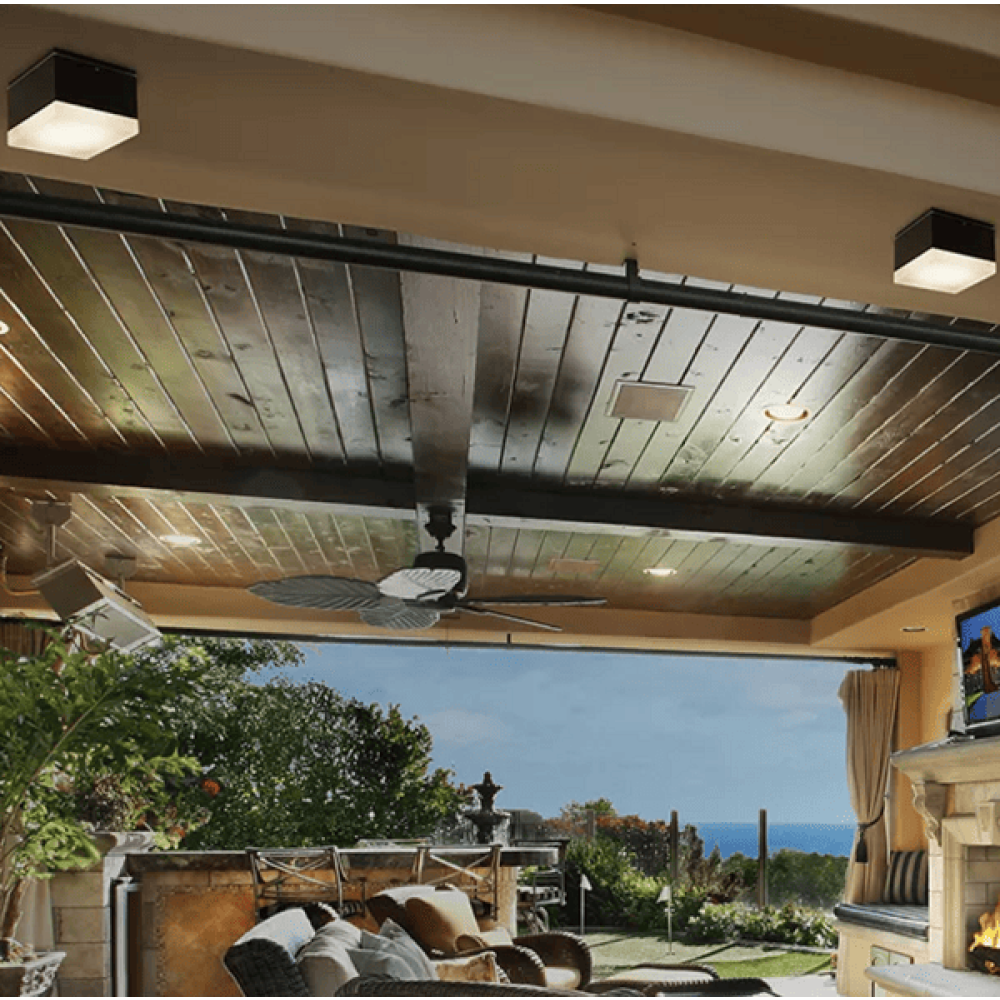 9W Cube תאורת תקרה חיצונית SQUARE BLACK FACADE LUMINAIRE