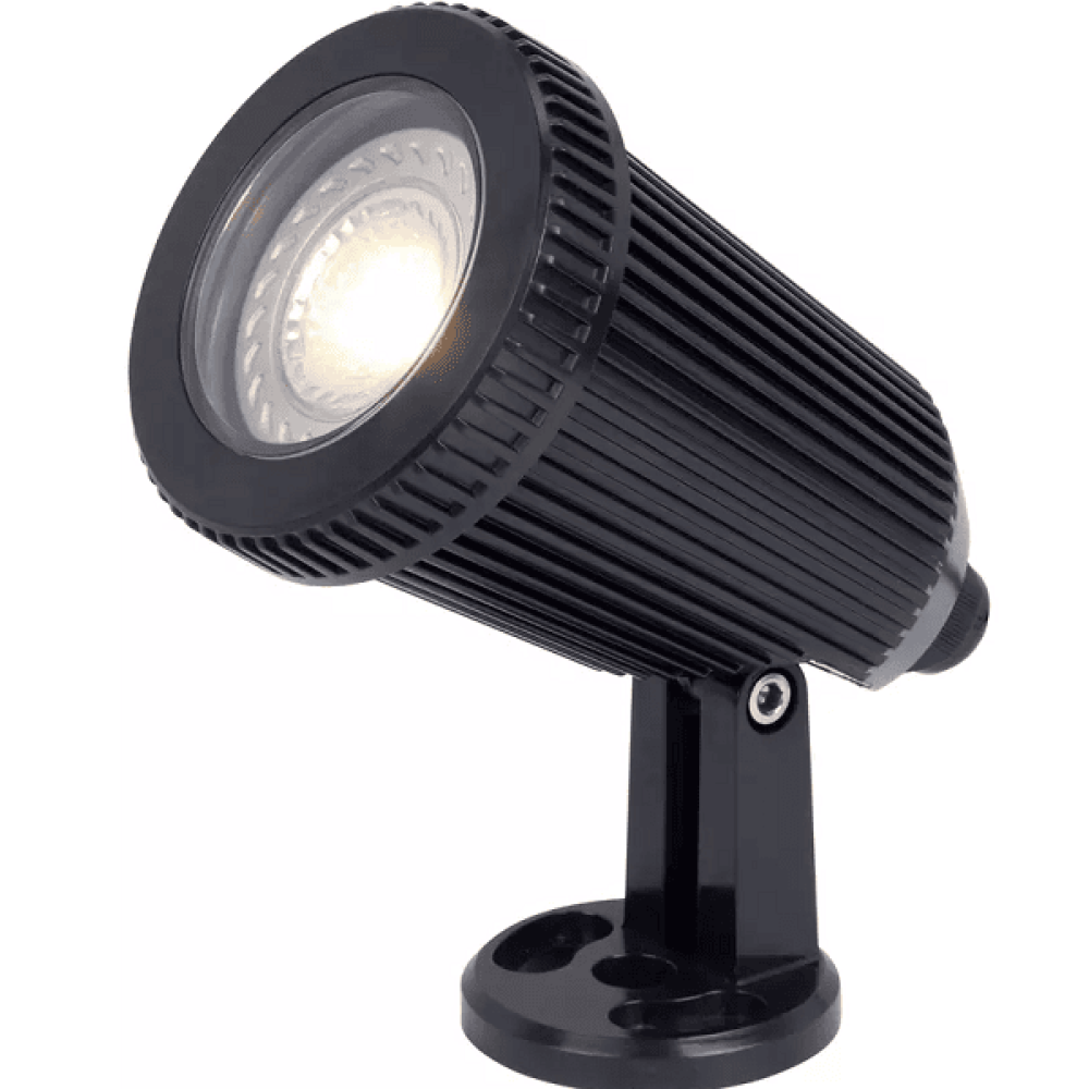 Luz de punta de tierra para exteriores en pozos de acabado negro Luz individual LED Coastal CZ-31806-BLK