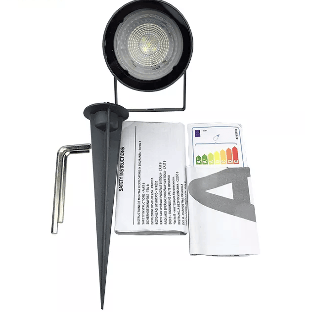 Spikey LED זרקור ספייק קרקע 5 וואט 6000K שחור IP65 עמיד למים