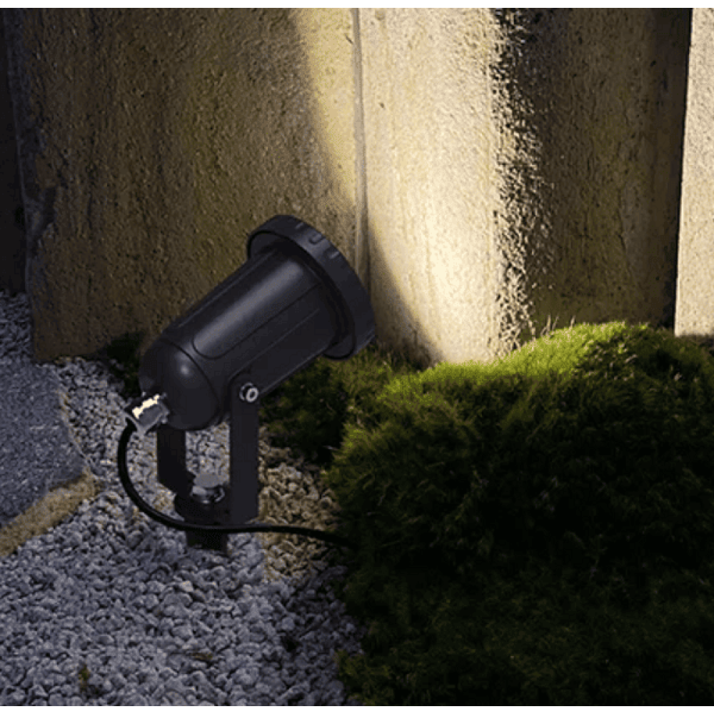 Papillon IP54 Garden Halogen Spotlight With Black Spike