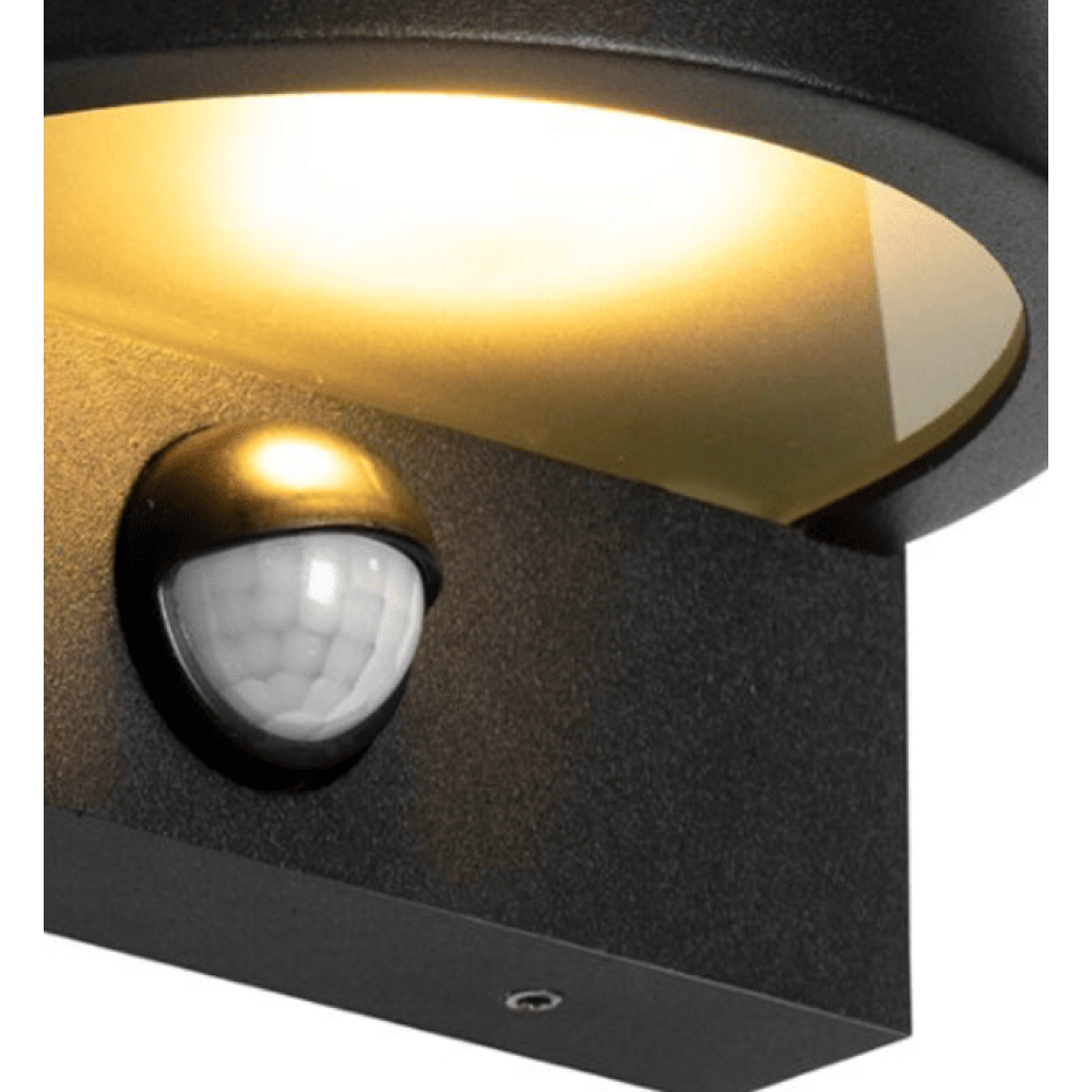 Outdoor wall light black IP44 with motion detector Femke