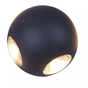 4W IP54 גלובוס ארבע צדדי זוהר לבן שחור מנורת LED קיר